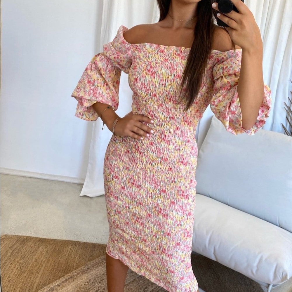 SNDYS Floral Off-Shoulder Dress